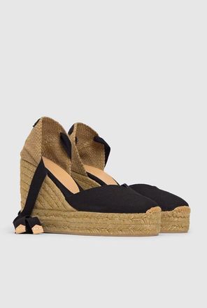 Castaner Espadrilles met sleehak en plateauzool, canvas, Chiara