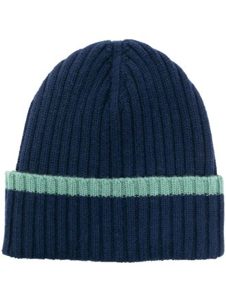 Dell'Oglio Berretto con bordo a righe - Blu