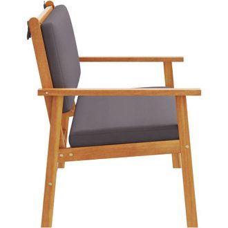 vidaXL Banco De Jard&iacute;n Con Coj&iacute;n Marr&oacute;n Madera Maciza De Acacia Vidaxl