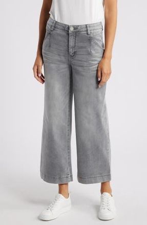 Wit & Wisdom Wyatt Skyrise V-Pocket Ankle Wide Leg Jeans in Grey Artisanal at Nordstrom Rack, Size 16