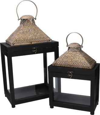 Vacchetti Lanterna Legno Nero 28x18x47 Cm
