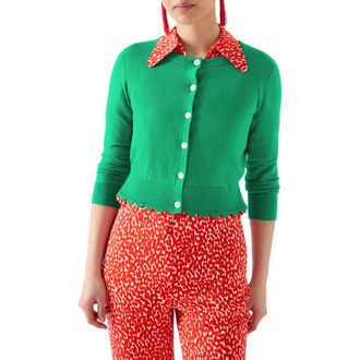 L.k. Bennett Vanessa Crewneck Cardigan in Green at Nordstrom Rack, Size X-Large