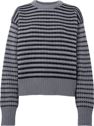 J.W.Anderson striped-jacquard wool sweater - women - Lambs Wool - M - Grey