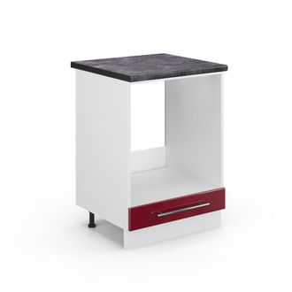 Vicco Armario Para Horno Empotrado Fame-line, Rojo Burdeos Alto Brillo, 60 Cm, Et Antracita Vicco