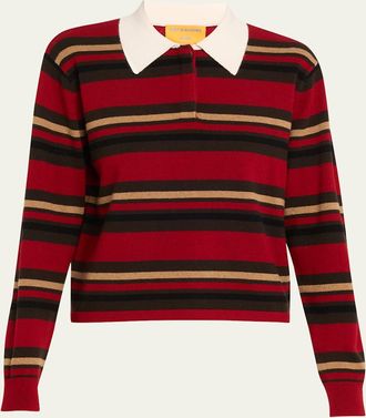 Guest In Residence Cashmere Cropped Stripe Rugby Sweater