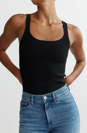 DL1961 Scoop Neck Rib Tank in Black at Nordstrom, Size X-Small
