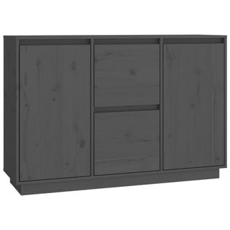vidaXL Vidaxl - Aparador De Madera Maciza De Pino Gris 111x34x75 Cm