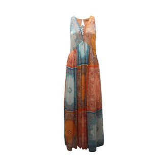 Twinset Bandana Zijrits Jurk - Dames - Maxi kleedjes - Veelkleurig - M - Kleedjes