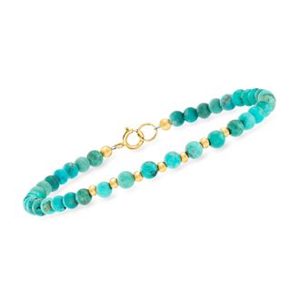 Canaria Canaria 4-4.5mm Turquoise Bead Bracelet in 10kt Yellow Gold