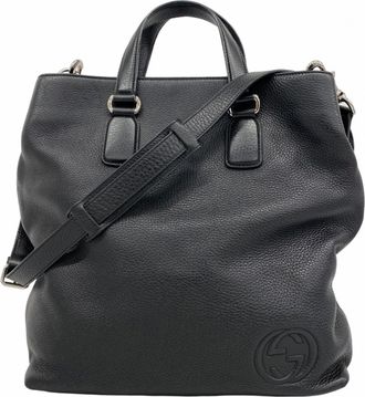 Gucci Black Leather Tote Bag (Pre-Owned)