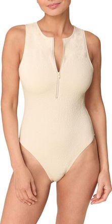 Andie Swim The Pescadero Front Zip One-Piece Swimsuit in Gardenia at Nordstrom, Size Xxx-Large