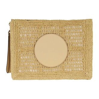 Tory Burch Tory Burch, Clutches, female, Beige, Size: ONE SIZE Ella Hand-Crocheted Pouch Bag