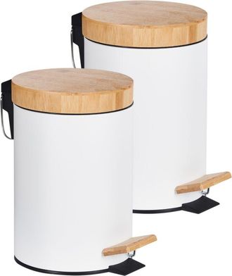 Beliani Beliani - Conjunto Moderno De 2 Cubos De Basura Con Pedal Y Tapa Para Cocina Material Sint&eacute;tico Reciclable De Hierro Recubierto De Polvo De Madera De 