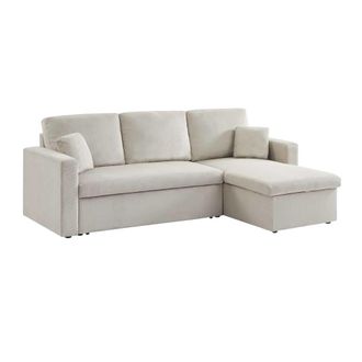 Sweeek Sof&aacute; cama de pana de 3 plazas, gris beige