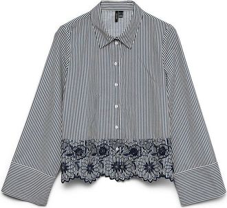 Vero Moda Gestreepte blouse met geborduurde details