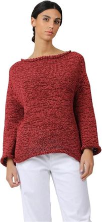 Alpha Studio Stijlvolle Gebreide Top - Dames - Ronde hals truien - Rood - L - Truien & Vesten