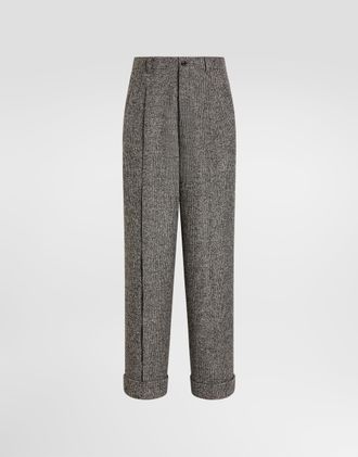 Dolce & Gabbana Birdseye Wool Blend Trousers - Man Pants And Shorts Multicolor 46