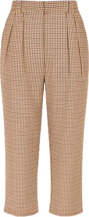 Yumi Brown Check Wide Leg Trousers (UK, Numeric, 14, Regular, Regular, Brown)