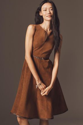 En Saison Eloise Sleeveless Faux-Suede Mini Dress