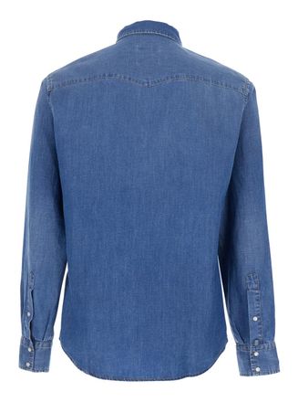 Jacob Cohen Mens Shirt Western Blue Cotton-Linen