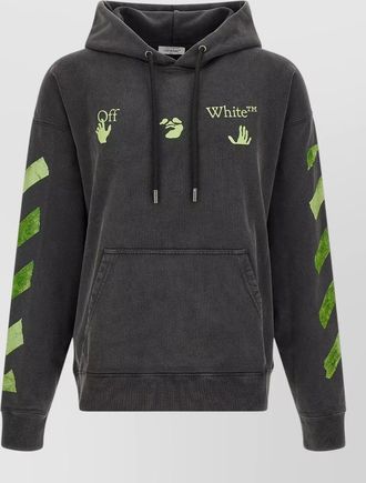 Off-white cotton printed hoodie