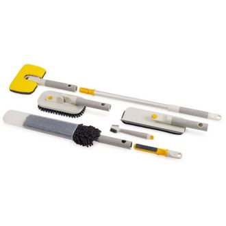Joseph Joseph JosephJoseph Joseph CleanTech set per la pulizia profonda, 6 pezzi, strumenti multifunzionali, uso a mano o con asta di prolunga, portata elevata