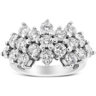 House of Brilliance 14K White Gold 4.0 Ctw Diamond Multi Row Scatter Band Ring at Nordstrom, Size 6