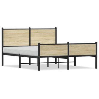 Berkfield Home Metal Bed Frame without Mattress Sonoma Oak 140x190 cm in Brown