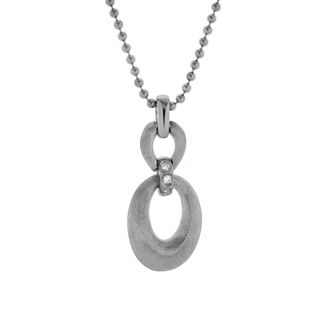 LuvMyJewelry Marcelline Sterling Silver 0.03 Ct Diamond Linked Oval Pendant