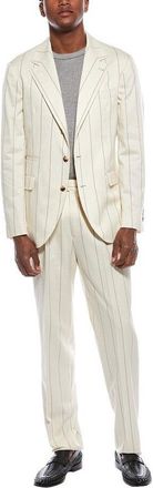 Brunello Cucinelli Cream Pinstripe Tailored Suit, Brand Size 48 (US Size 38)
