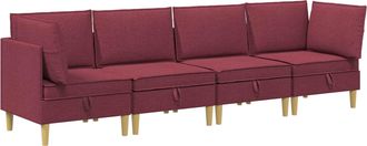 vidaXL Juego De Sof&aacute; Modular Con Almacenamiento 4 Uds. Rojo Vino Tela Vidaxl
