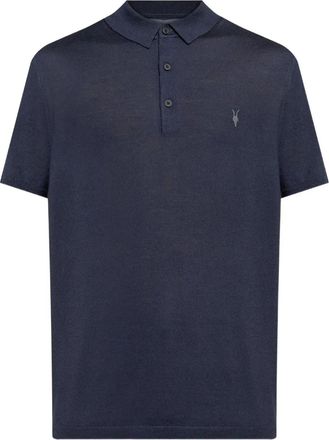 AllSaints short-sleeves logo polo shirt - men - RWS Merino Wool - L - Blue