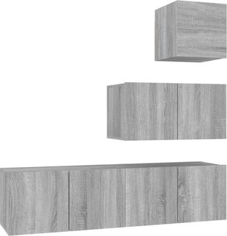 vidaXL Vidaxl - Set De Muebles Para Tv 4 Pzas Madera Contrachapada Gris Sonoma