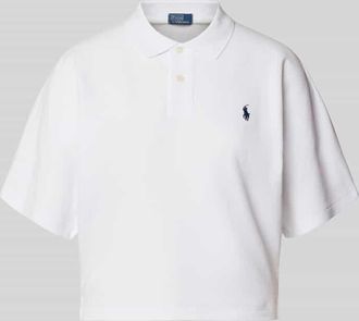 Polo Ralph Lauren Boxy Fit Poloshirt mit Label-Stitching in Weiss, Größe XXL