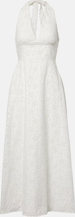 Poss&eacute; Abito midi Salma in cotone con scollo allamericana