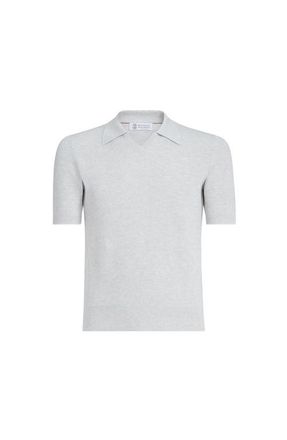 Brunello Cucinelli Cotton English rib knit polo in Fog at Nordstrom, Size 46 It