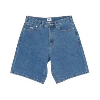 Obey Denim Shorts, male, Blue, Size: W32 Bigwig Baggy Denim Short