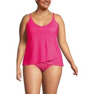 Lands End Tulip Hem Tankini Top in Pink Azalea at Nordstrom, Size 1X