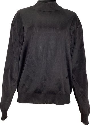 Alaia Ala&iuml;a Embroidered Logo Mock Neck Sweater, Size Fr 40 (Authentic Pre-Loved)
