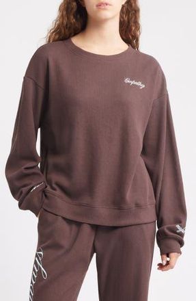 The Mayfair Group Empathy Always Waffle Stitch Top in Brown at Nordstrom Rack, Size Medium/large
