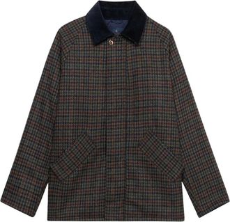 Brooks Brothers Jassen, Dames, Blauw, XS, Wol, Pied de Poule Car Jacket