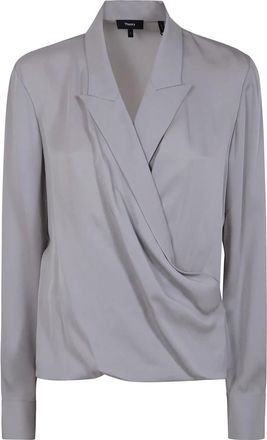 Theory Mujer, Blusas y Camisas, Gris, Talla: L