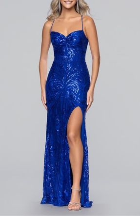 Blondie Nites Sequin Sleeveless Gown in Royal at Nordstrom, Size 15