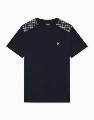 Lyle & Scott Mens Lyle & Scott Check Dark Navy Panelled T-Shirt - Size: 42