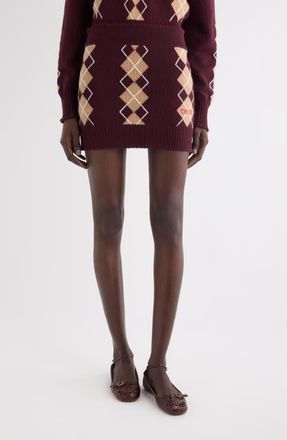 Chloé Argyle Wool & Cashmere Miniskirt in Burgundy at Nordstrom, Size X-Large