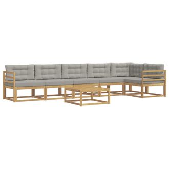 vidaXL Conjunto De Sof&aacute;s De Exterior 7 Pcs Blanco Y Gris Claro Vidaxl