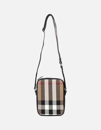 Burberry Mens Burberry Paddy Check Messenger / Side Bag Black