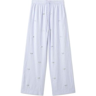 Mango Crystal Embellished Stripe Drawstring Pants in Sky Blue at Nordstrom, Size X-Small