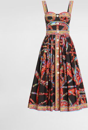 Dolce & Gabbana Carretto-print Poplin Long Dress - Woman Dresses Multi-colored 44