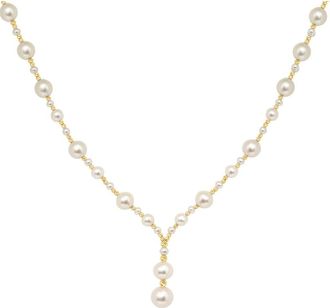 Effy 14K Gold 3-5mm Freshwater Pearl Station Necklace in White at Nordstrom Rack